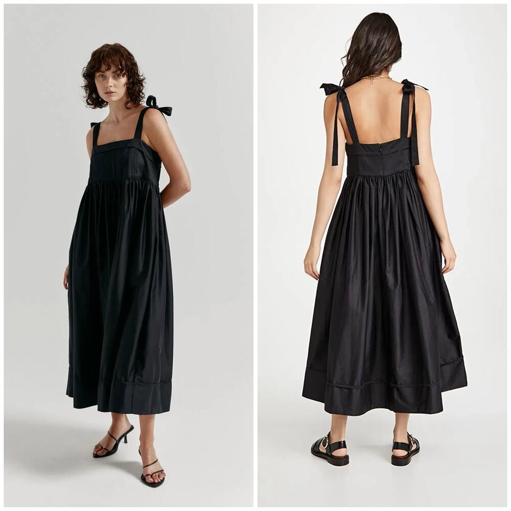 Aje Savoy Midi Dress In Black Size 4 $565 Msrp